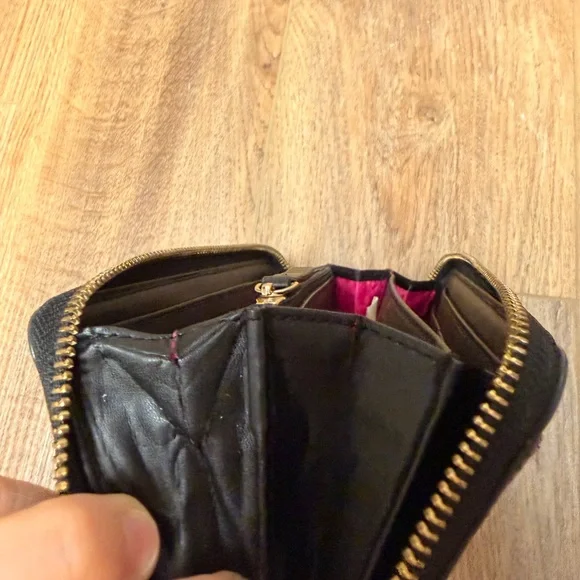 Kate Spade NY Black Leather Zip-Around Wallet with Gold Accent + Pink Interior - Picture 16 of 16